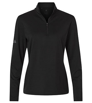 Ladies Textured Stripe Quarter Zip Pullover