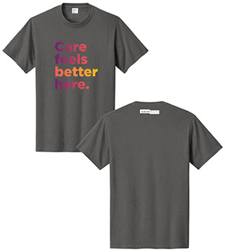 Gradient - Care Feels Better Here. Unisex Crew Tee