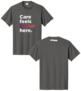 White W/ Gradient - Care Feels Better Here. Unisex Crew Tee