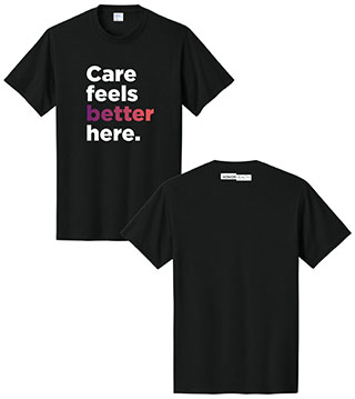 HH1-PC54-DTFWHT - White W/ Gradient - Care Feels Better Here. Unisex Crew Tee
